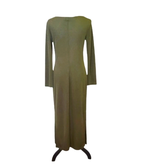 Nicole Studio VINTAGE Olive Green Maxi Dress w/Vest, Size 8 - Picture 11 of 14